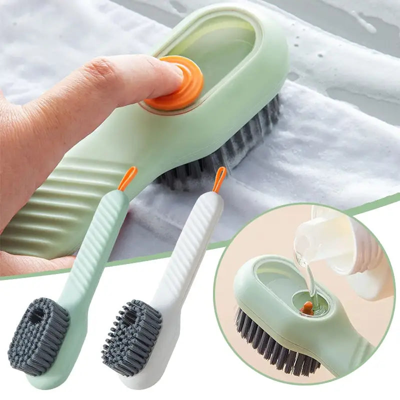 Shoes cleaning brush with fluid dispenser